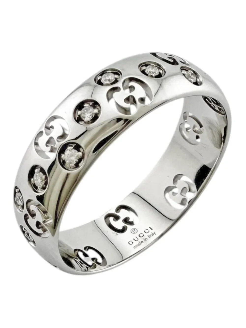 Gucci GG Icon Ring 18k White Gold Diamond
